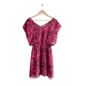 Express Dolman Sleeve Elastic Waist Dress Swirl Pink Tie Dye Watercolor Small